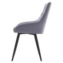 Darphe Set Of 2 Grey Velvet Metal Legs Button Upholstered Dining Chair, 49Cm W X 50Cm D X 88Cm H - thumbnail 3