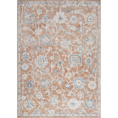Livabliss Lillian-Washable Brown Blue Traditional Vintage Boho Living Dining Rug 160 X 213 Cm Easy Care, Non Shedding - image 1