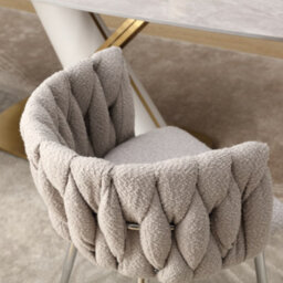 Gomyway Modern Hand Weaving Dining Chairs Set Of 2, Accent Chairs, Vanity Chairs For Dining Room (Gray Set Of 2) - thumbnail 5