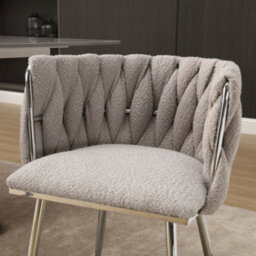 Gomyway Modern Hand Weaving Dining Chairs Set Of 2, Accent Chairs, Vanity Chairs For Dining Room (Gray Set Of 2) - thumbnail 4