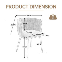 Gomyway Modern Hand Weaving Dining Chairs Set Of 2, Accent Chairs, Vanity Chairs For Dining Room (Gray Set Of 2) - thumbnail 2