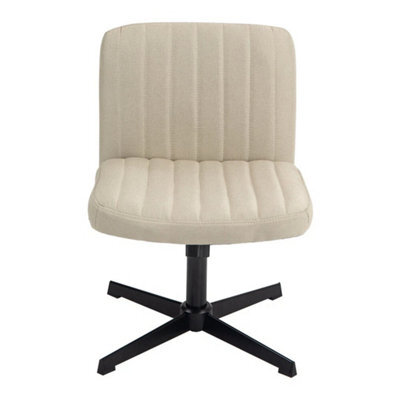 Beige Office Chair Fabric Padded Seat Armless Chair Swivel Mid-Back - image 1