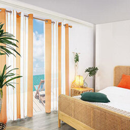 Deconovo Yarn-Dyed Voile Curtains Semi Transparent Net Curtains Sheer Curtains, 55 X 90 Inch Yellow Borwn 2 Panels - thumbnail 2