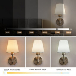 Harper Living Set Of 2 Battery Wall Lights, Fabric Lamps With Rechargeable Bulbs, Remote, 3 Cct & 9 Rgb, Satin Nickel - thumbnail 3