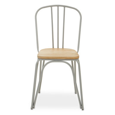 Orsina Lightweight Grey Finish Metal Frame Dining Chair, Comfy Outdoor Chair Metal, Effortless Cleaning Metal Chair - image 1