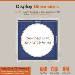 "16X16"" White Rustic Modern Vinyl Record Frame With Blue Mount For 12 Inch Lp Disc - Ak Frames" - thumbnail 2