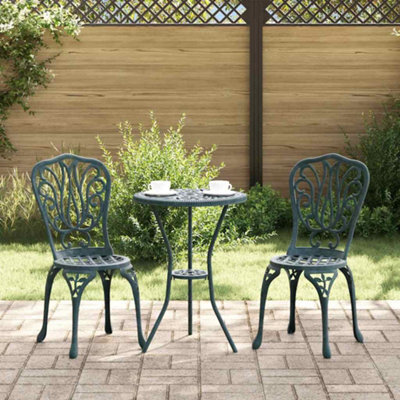 Berkfield Garden Bistro Set 3 Pcs Green Aluminium - image 1
