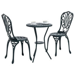 Berkfield Garden Bistro Set 3 Pcs Green Aluminium - thumbnail 3