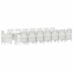 Berkfield Garden Dining Set 17 Pcs White Polt Rattan - thumbnail 2