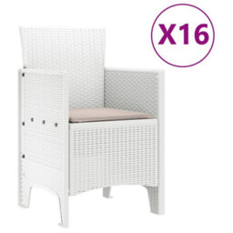 Berkfield Garden Dining Set 17 Pcs White Polt Rattan - thumbnail 5