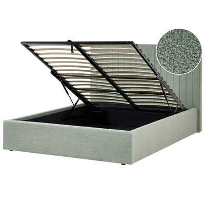 Beliani Ottoman Bed Vion Boucle Green 140 X 200 Cm (Eu Double) - image 1