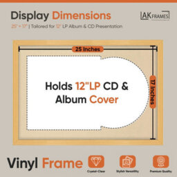 "AK Frames 25X17"" Country Pine Classic Vinyl Record Frame With Ivory Mount For 12 Inch Lp Cover & Disc - Overlapped Design" - thumbnail 2