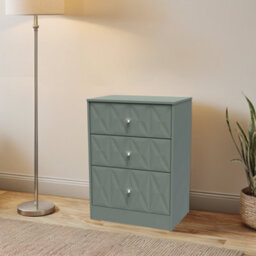San Jose Ready Assembled Matt Green No Effect 3 Drawer Deep Chest (H)791mm (W)746mm (D)395mm