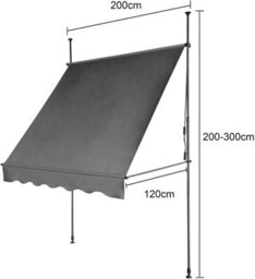 Evre Grey 2 X 1.2M Adjustable Clamp Awning Sun Shade Shelter Anti-Uv, Waterproof - thumbnail 6