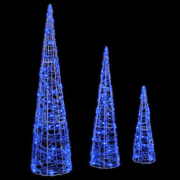Vidaxl Christmas Tree With 90 Leds 3 Pcs Blue 20 X 20 X 80 Cm Acrylic - thumbnail 2