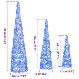 Vidaxl Christmas Tree With 90 Leds 3 Pcs Blue 20 X 20 X 80 Cm Acrylic - thumbnail 3