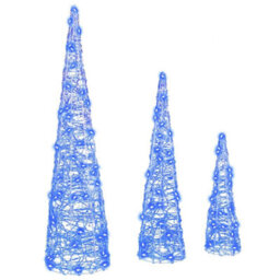 Vidaxl Christmas Tree With 90 Leds 3 Pcs Blue 20 X 20 X 80 Cm Acrylic - thumbnail 1