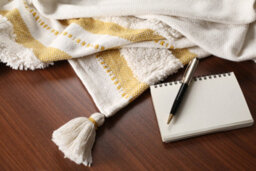 Nevni Soft Cotton Striped Tufted Double Throw For Sofa, Couch, Bed - 150 X 200 Cm, Ochre - thumbnail 2