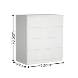 Home Source Lugano White 4 Drawer Chest Of Drawers High Gloss Drawer Fronts - thumbnail 7