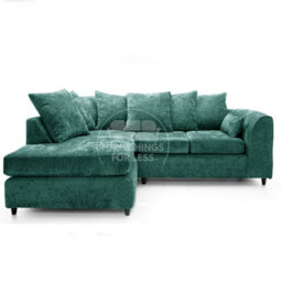 Furnishings For Less UK Monaco Chenille Fabric 3 To 4 Seater L Shaped Corner Sofa  Teal Left Hand Facing