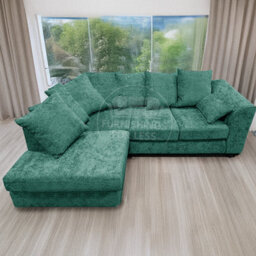 Furnishings For Less UK Monaco Chenille Fabric 3 To 4 Seater L Shaped Corner Sofa  Teal Left Hand Facing - thumbnail 4