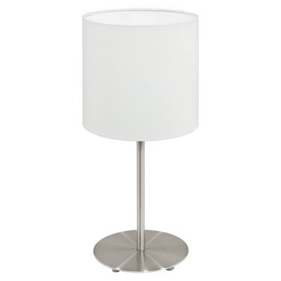 Stylish Satin Nickel Table Desk Lamp With White Fabric Shade - image 1