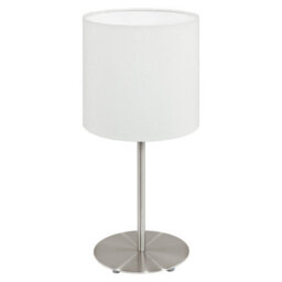 Stylish Satin Nickel Table Desk Lamp With White Fabric Shade