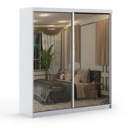 Sliding Wardrobes 4 u LTD Modern Full Mirror Sliding Wardrobe With Led Light & Contemporary Design White 200Cm - thumbnail 2