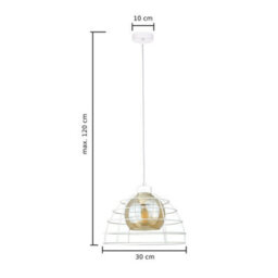 Luminosa Lighting Luminosa Idago Wire Frame Pendant Ceiling Light White 1X E27 - thumbnail 2