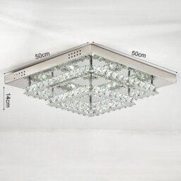 Living And Home Modern 50Cm Double Tiers Square Crystal Led Flush Mount Cool White Ceiling Light Fixture Chandelier - thumbnail 6
