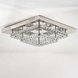 Living And Home Modern 50Cm Double Tiers Square Crystal Led Flush Mount Cool White Ceiling Light Fixture Chandelier - thumbnail 5