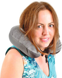 Travel Pillow Hoodie - Grey Soft Plush Neck Supporting Cushion With Drawstring Closure Hood - Measures 32 X 30 X 9Cm - thumbnail 3