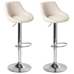 Beliani Set Of 2 Bar Stools Lucca Swivel Fabric Light Beige - thumbnail 1