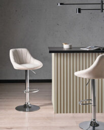 Beliani Set Of 2 Bar Stools Lucca Swivel Fabric Light Beige - thumbnail 2