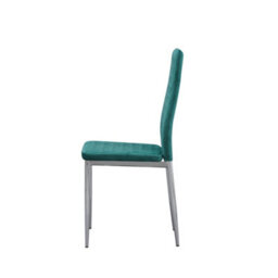 Mihomeuk Allie Set Of 6 Green Plush Velvet Dining Chairs With Steel Legs - thumbnail 4