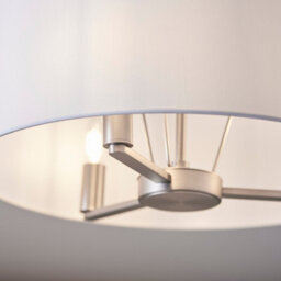 Anson Lighting Donovan Nickel Plate And Vintage White Faux Silk Shade 3 Light Ceiling Pendant - thumbnail 3