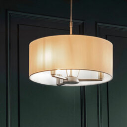 Anson Lighting Donovan Nickel Plate And Vintage White Faux Silk Shade 3 Light Ceiling Pendant - thumbnail 5