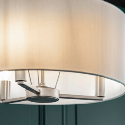 Anson Lighting Donovan Nickel Plate And Vintage White Faux Silk Shade 3 Light Ceiling Pendant - thumbnail 6