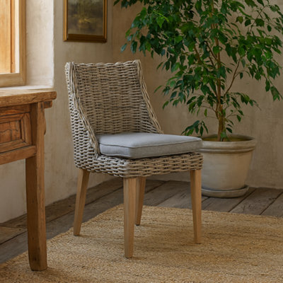 Wyld Haus Sardinia Grey Wicker Outdoor Dining Chair With Cushioned Seat - image 1