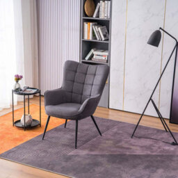 More4Homes Vera Fabric Occasional Living Room Bedroom Modern Metal Legs Accent Chair Armchair (Charcoal)