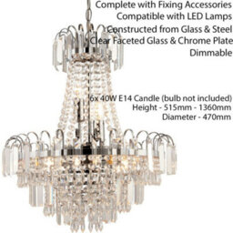 Hanging Ceiling Chandelier Pendant 6 Light Glass Retro Lamp Bulb Holder Fitting - thumbnail 2