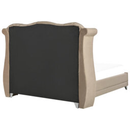 Beliani Bed Velvet Ayette 180 X 200 Cm (Eu Super King) Taupe - thumbnail 6