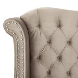 Beliani Bed Velvet Ayette 180 X 200 Cm (Eu Super King) Taupe - thumbnail 8