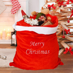 Neel Blue 50Cm X 70Cm Red Christmas Sack With 'merry Christmas' Embroidery For Xmas - thumbnail 8