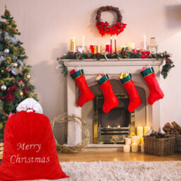Neel Blue 50Cm X 70Cm Red Christmas Sack With 'merry Christmas' Embroidery For Xmas - thumbnail 3
