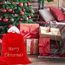 Neel Blue 50Cm X 70Cm Red Christmas Sack With 'merry Christmas' Embroidery For Xmas - thumbnail 7