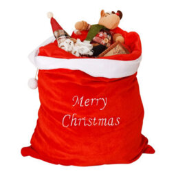 Neel Blue 50Cm X 70Cm Red Christmas Sack With 'merry Christmas' Embroidery For Xmas - thumbnail 1