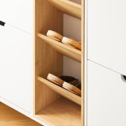 Sobuy Fsr183-Nw, Cupboard Shoe Cabinet Shoe Storage  4 Flip-Drawers 3 Open Shelves,w126Xd19Xh85 - thumbnail 5