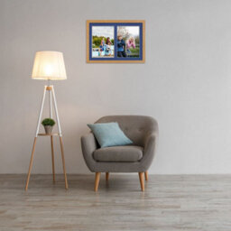 AK Frames 20X14 Oak Modern Multi Photo Frame With Blue Mount - Holds 2 Apertures (2X) A4 Photos - thumbnail 3