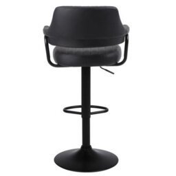 Set Of 2 Plush Black Gas Lift Bar Stools, Padded Arms Bar - thumbnail 6